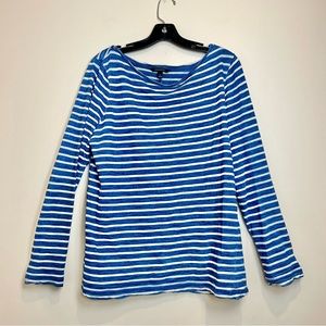 BANANA REPUBLIC 🍌 Sz. L blue and white striped long sleeve shirt